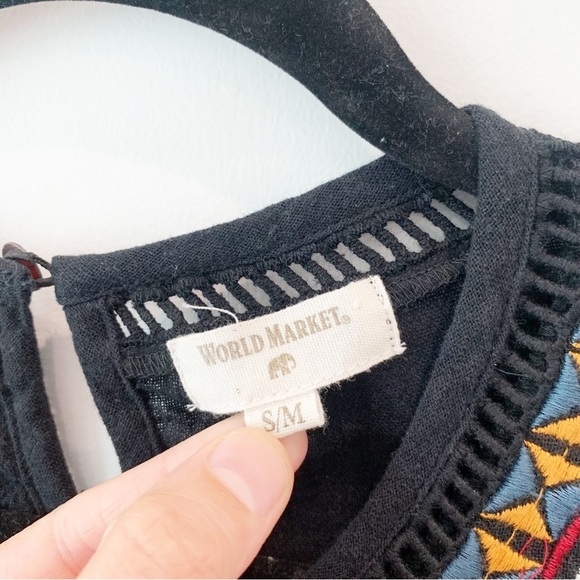 WORLD MARKET | Black Embroidered Dress Size M - Picture 5 of 6